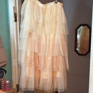 NWT Wicked Elegant Cream Layered Tulle Skirt With Silver Butterflies Size XXL